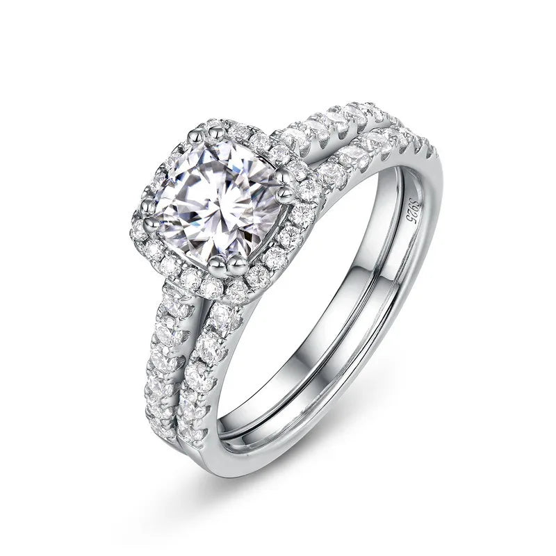 MuShan Brand Jewelry 925 Sterling Silver Rings Band Moissanite Diamond Rings Wedding D Color VVS1 Women MST Patent Fine Jewelry