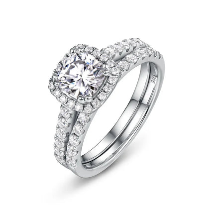 MuShan Brand Jewelry 925 Sterling Silver Rings Band Moissanite Diamond Rings Wedding D Color VVS1 Women MST Patent Fine Jewelry