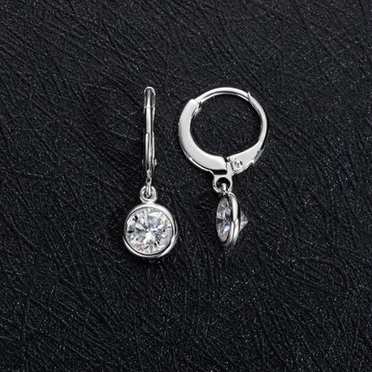 Pendientes de aro de plata de ley 925 MuShan Designer Jewelry, minimalistas con diamante de moissanita, regalo de cumpleaños para chicas, chapados en platino, patente MST