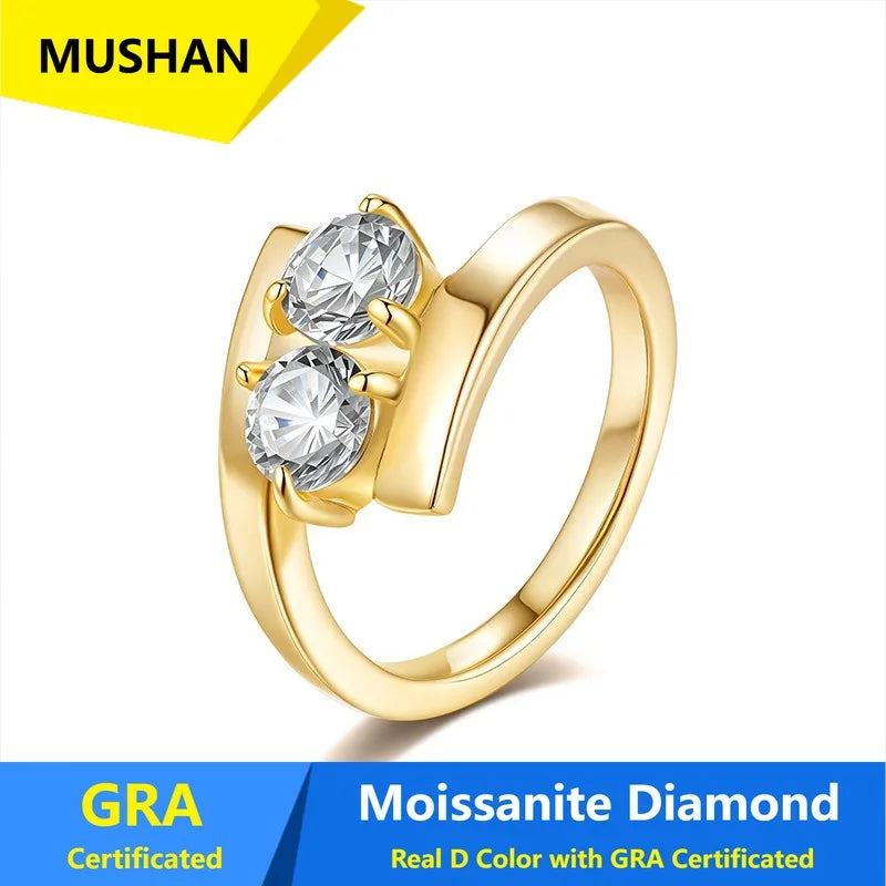 Bague MUSHAN Luxury Jewelry en argent sterling 925 pour femme, diamant moissanite taille émeraude certifié GRA, couleur D, bijou de luxe