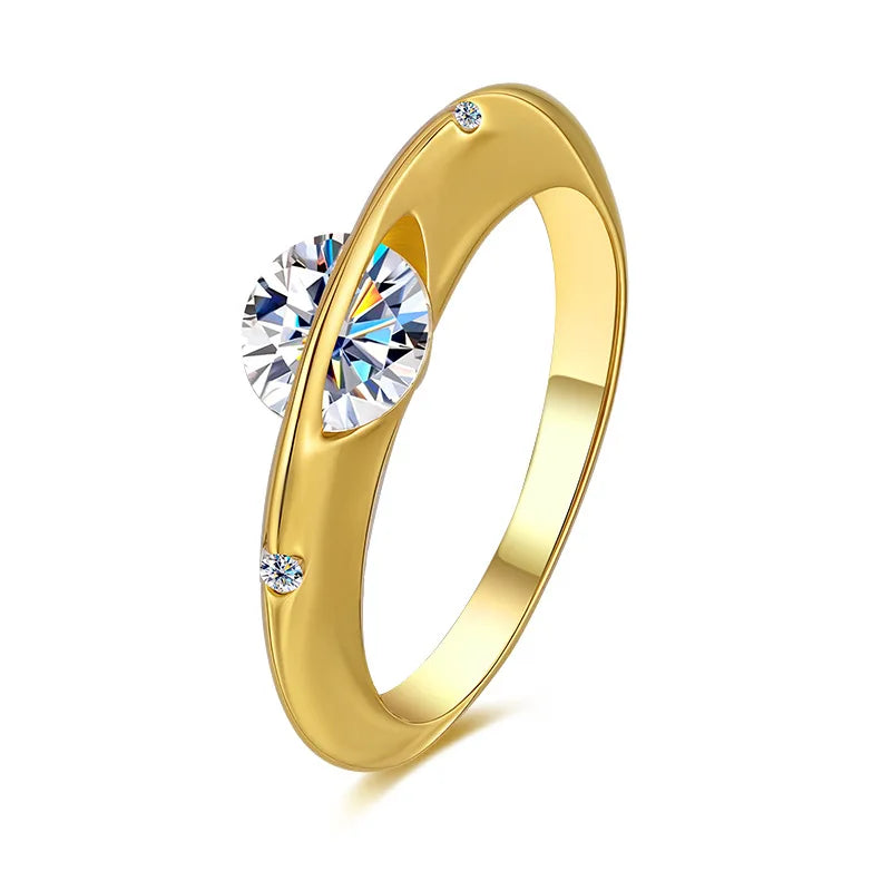 MuShan Designer Jewelry 925 Sterling Silver Ring VVS Moissanite Vintage Ring for Sister 18K Gold Plated MST Patent Fine Rings