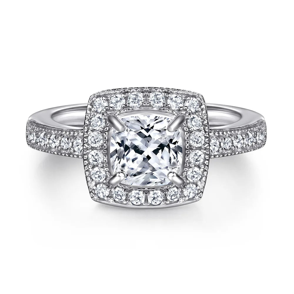MuShan Jewelry 925 Sterling Silver Promise Engagement Ring 7A Cubic Zirconia  Women Valentine Anniversary  Women Gift