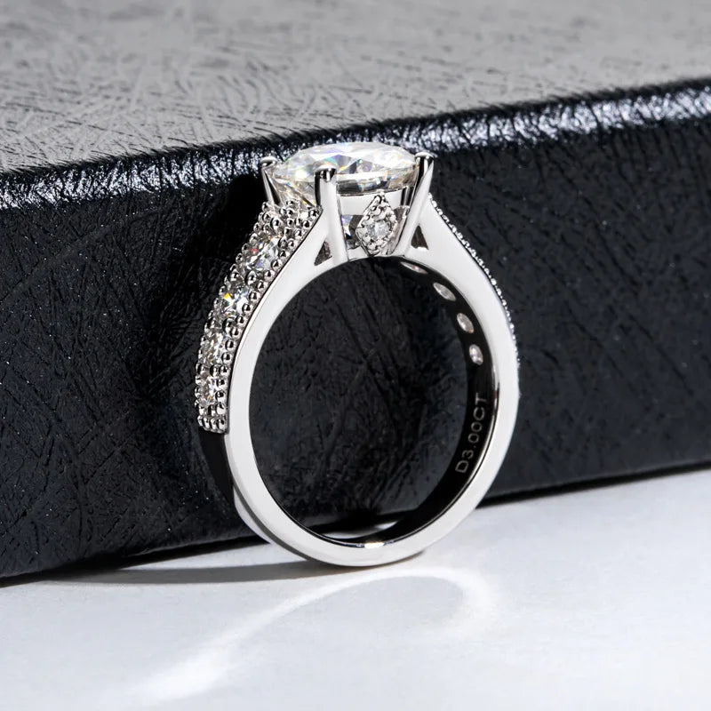 Anillo de plata de ley 925 de la marca MuShan, anillo de moissanita para enamorados, chapado en oro auténtico de 18K, anillos finos con patente MST