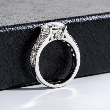 Anillo de plata de ley 925 de la marca MuShan, anillo de moissanita para enamorados, chapado en oro auténtico de 18K, anillos finos con patente MST