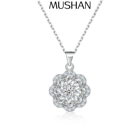 MuShan Jewelry 925 Sterling Silver Necklace Pendant Chain HCD Gemstones Classic Style Premium Jewelry Women Necklaces Jewelry
