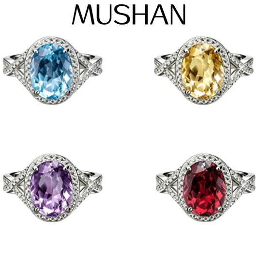 Bague MUSHAN en argent sterling 925 personnalisée, saphir vert de laboratoire taille radiant, cadeau de mariage pour femme, plaqué or 18 carats, bague de prestige GRC
