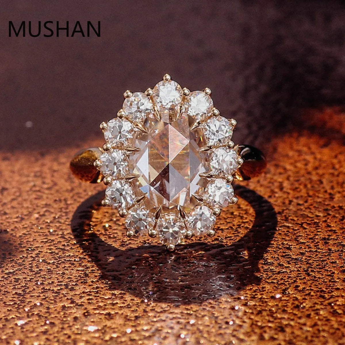 MUSHAN Luxury Custom 14K 18K Gold Rings Band Jewelry With Moissanite Diamond Lab Grown Gemstones Diamond Wedding Ring For Women