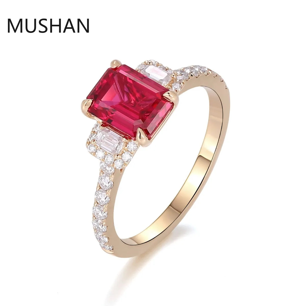 MUSHAN Luxury Custom 14K 18K Gold Rings Band Jewelry With Moissanite Diamond Lab Grown Gemstones Diamond Wedding Ring For Women