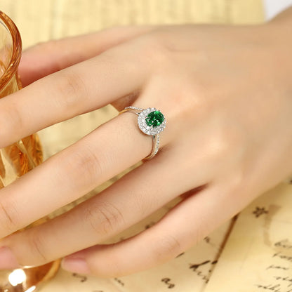 MUSHAN Custom Jewelry 925 Sterling Silver Ring Lab Red Emerald Heart Romantic Gift for Women 18K Gold Plated Anniversary Rings
