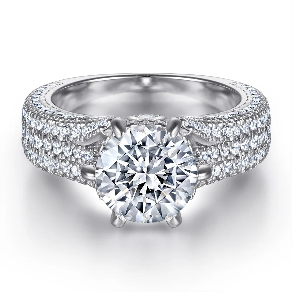 MuShan Jewelry 925 Sterling Silver Rings Bands Rings Bands Ring 7A Cubic Zirconia Birthday Engagement Anniversary  Women Gift