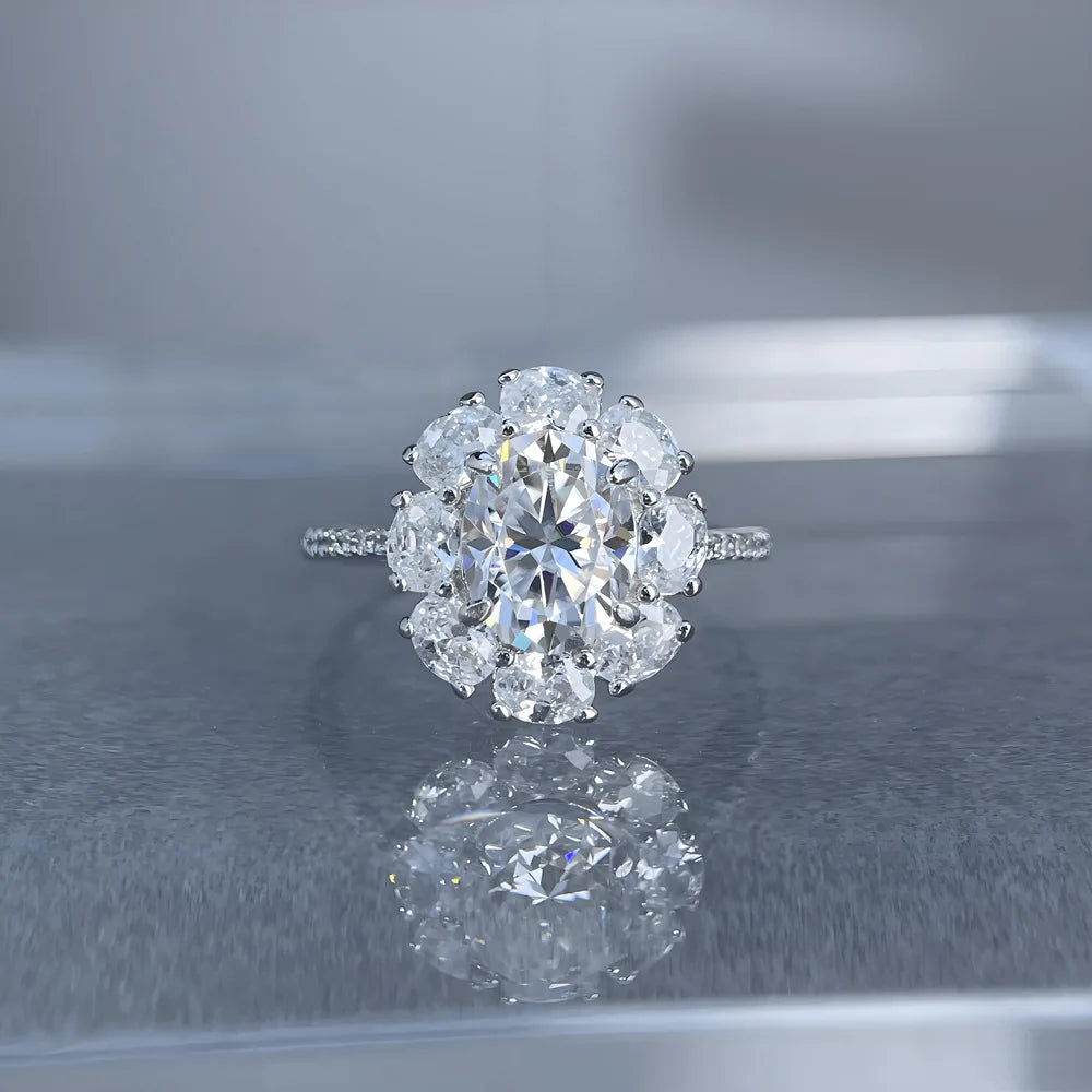 Anillo de plata de ley 925 de MuShan Luxury Jewelry, impresionante anillo de moissanita para mujer, chapado en oro auténtico de 18 quilates, anillos con patente MST