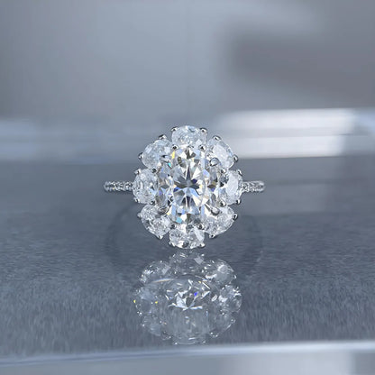 Anillo de plata de ley 925 de MuShan Luxury Jewelry, impresionante anillo de moissanita para mujer, chapado en oro auténtico de 18 quilates, anillos con patente MST