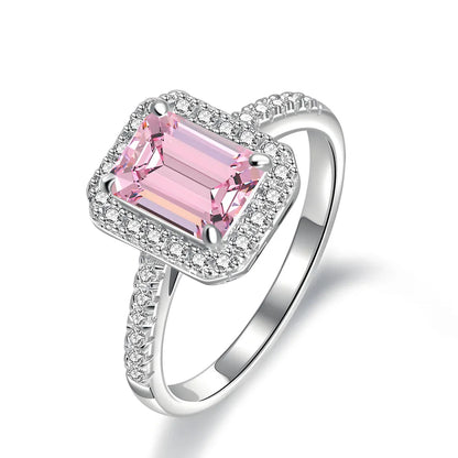 MUSHAN Luxury Jewelry Microset Square Full Diamond Sapphire Ring For Women S925 Silver High Carbon Diamond