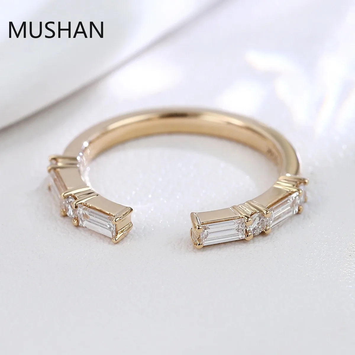 MUSHAN Luxury Custom 14K 18K Gold Rings Band Jewelry With Moissanite Diamond Lab Grown Gemstones Diamond Wedding Ring For Women