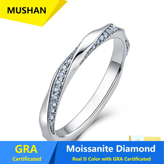 MUSHAN Luxury Jewelry 925 Sterling Silver Ring Band Women GRA Certificated Moissanite Diamond Emerald D Color Rings Fine Jewelry
