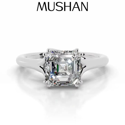 Anillo de joyería personalizada MUSHAN de plata de ley 925, banda con diamante de moissanita real, color D, nivel VVS1, anillos de plata s925, joyería fina