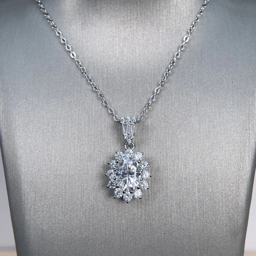 MuShan Luxury Jewelry 925 Sterling Silver Necklace 20IN 1CT Moissanite Evening Modern for Women 18K Gold Plated MST Patent