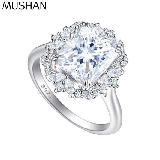 MuShan Brand Jewelry 925 Sterling Silver Ring Cubic Zirconia 5A Marquise Romantic for Girls 18K Gold Plated Fine Jewelry Rings