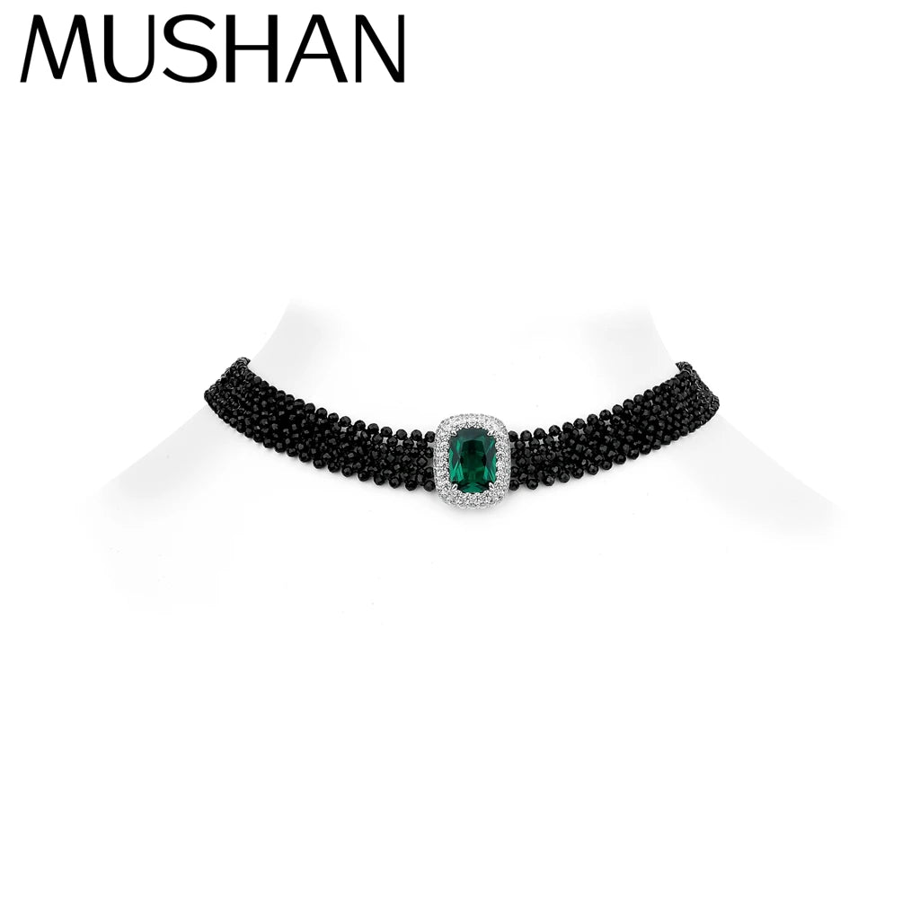 MuShan Designer Jewelry 925 Sterling Silver Necklace Lab Grown Sapphire Marquise Modern Necklace for Women 18K Gold Plated Neckl