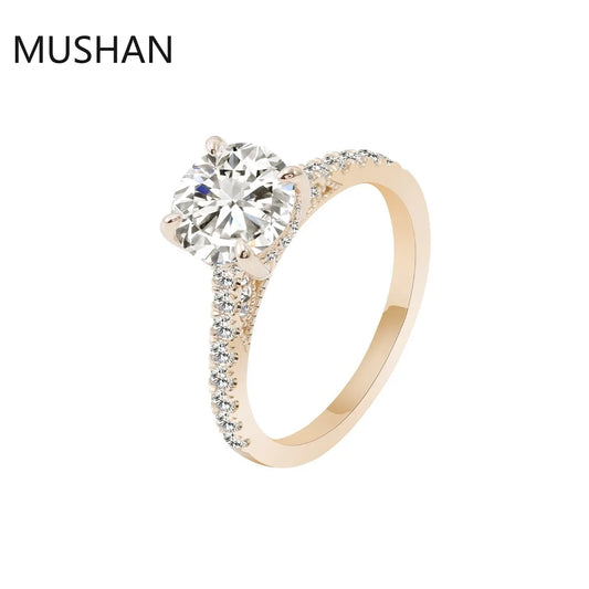 MUSHAN Luxury Custom 14K 18K Gold Rings Band Jewelry With Moissanite Diamond Lab Grown Gemstones Diamond Wedding Ring For Women