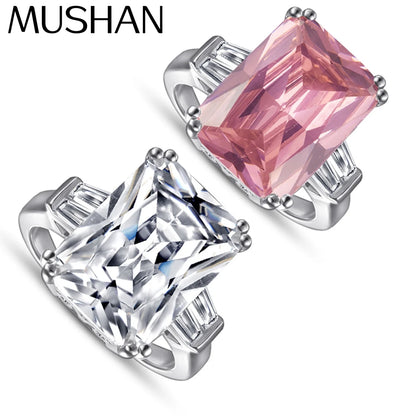MuShan Jewelry 925 Sterling Silver Rings Bands Engagement Ring 7A Cubic Zirconia Vintage Delicate Anniversary  Women Gift