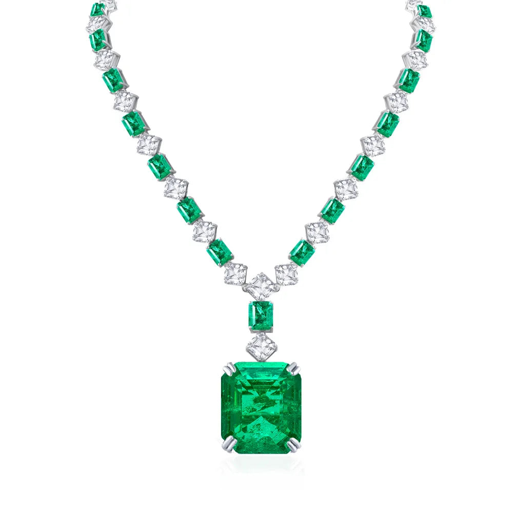 MUSHAN Luxury Jewelry 62 Carat Emerald Necklace Pendant For Women 925 Sterling Silver Necklaces Gemstones Pendants Fine Jewelry