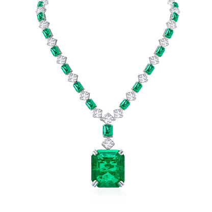 MUSHAN Luxury Jewelry 62 Carat Emerald Necklace Pendant For Women 925 Sterling Silver Necklaces Gemstones Pendants Fine Jewelry