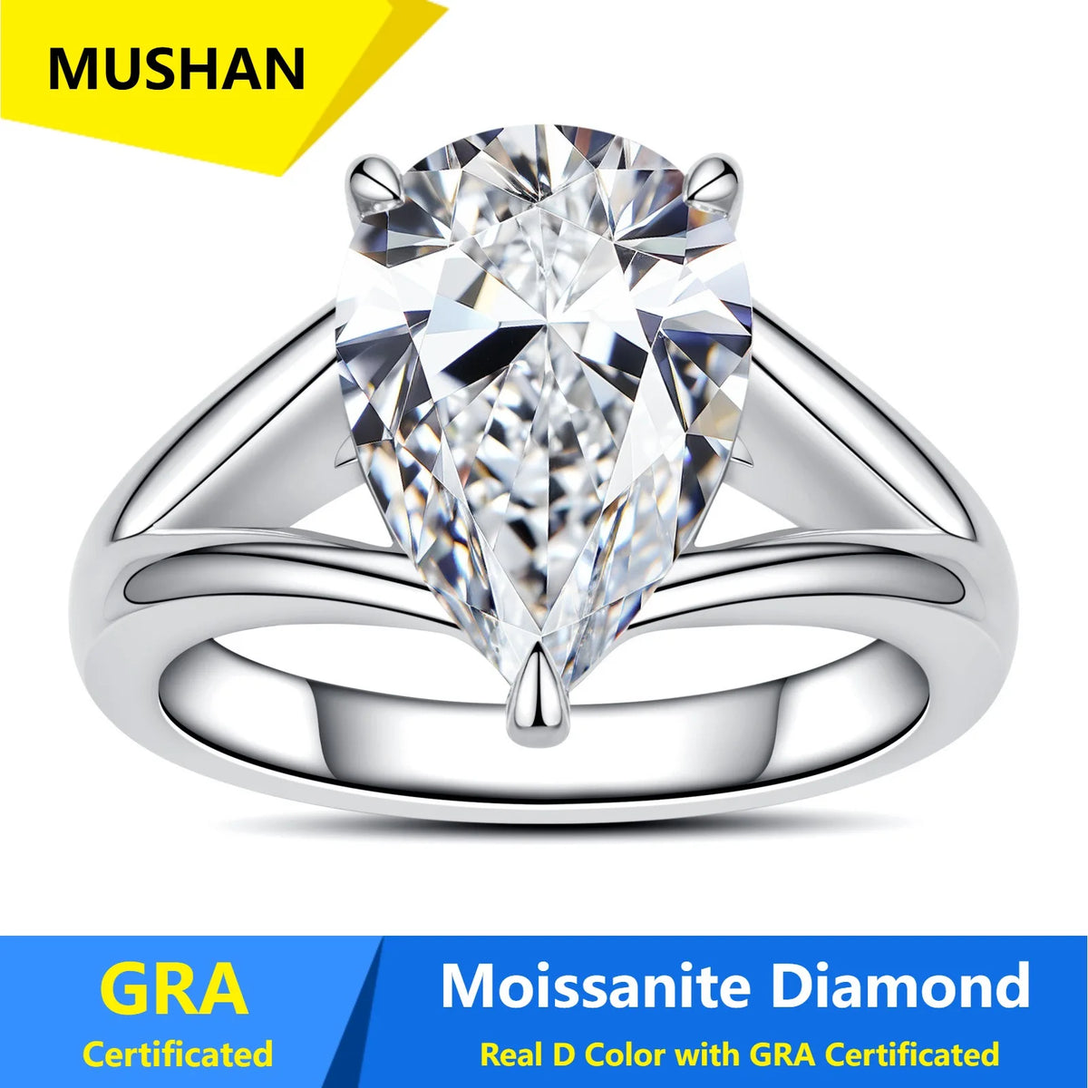 MUSHAN Luxury Jewelry 925 Sterling Silver Ring Band Women GRA Certificated Moissanite Diamond Emerald D Color Rings Fine Jewelry