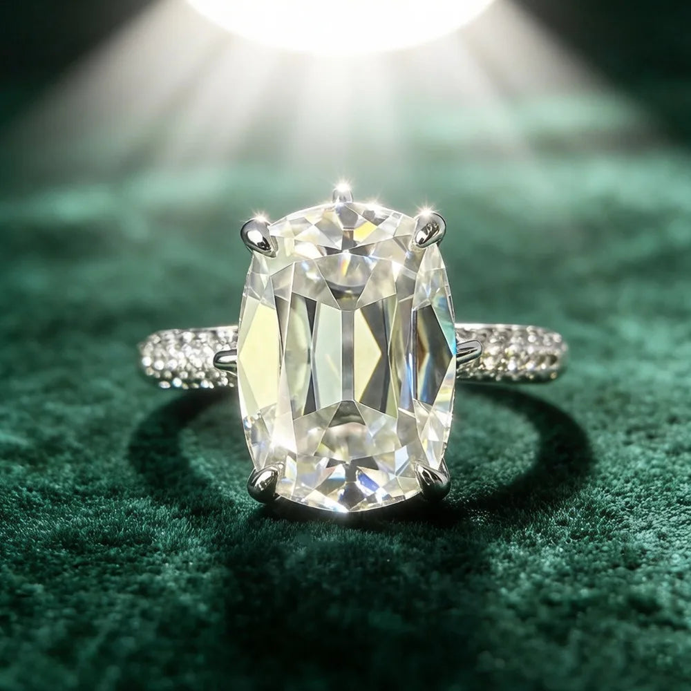 MUSHAN Luxury Jewelry 925 Sterling Silver Ring Band Women GRA Certificated Moissanite Diamond Emerald D Color Rings Fine Jewelry