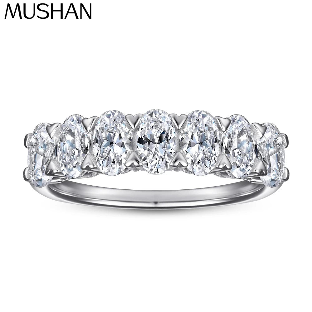 Anillo de plata de ley 925 marca MuShan con circonita cúbica 5A estilo princesa para niñas, joyería fina chapada en rodio
