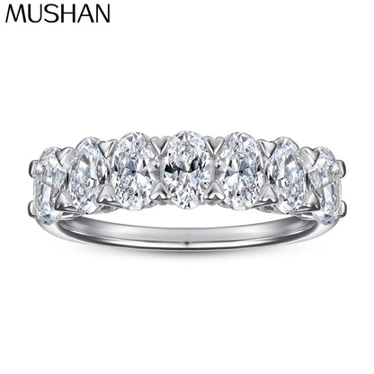 Anillo de plata de ley 925 marca MuShan con circonita cúbica 5A estilo princesa para niñas, joyería fina chapada en rodio