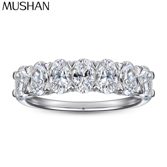 MuShan Brand Jewelry 925 Sterling Silver Ring Cubic Zirconia 5A Princess Daytime for Girls Rhodium Plated Fine Jewelry Rings