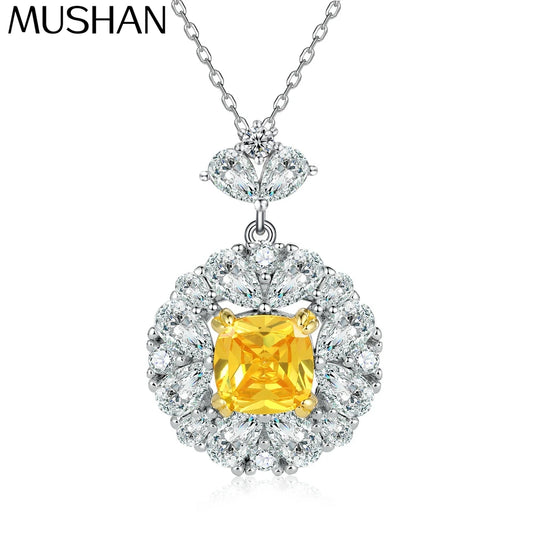 MuShan Brand Jewelry 925 Sterling Silver Necklace Zircon 5A Vintage Daytime Women 18K Gold Plated Premium Jewelry Pendant
