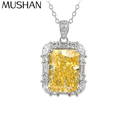 MuShan Jewelry 925 Sterling Silver Timeless Necklaces 7A Cubic Zirconia Engagement Anniversary Necklaces Pendant Women
