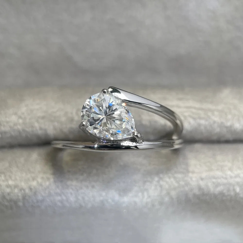 Anillo de lujo MUSHAN de plata de ley 925 para mujer, con diamante de moissanita certificado por GRA, esmeralda, color D, joyería fina