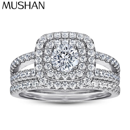 MuShan Jewelry 925 Sterling Silver Elegant Engagement Ring 7A Cubic Zirconia Rings Bands Anniversary Rings Bands  Women Gift