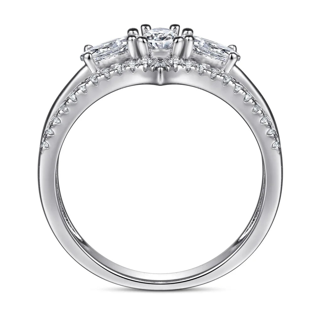 MuShan Jewelry 925 Sterling Silver Romantic Engagement Ring 7A Cubic Zirconia Rings Bands Timeless Anniversary  Women Gift