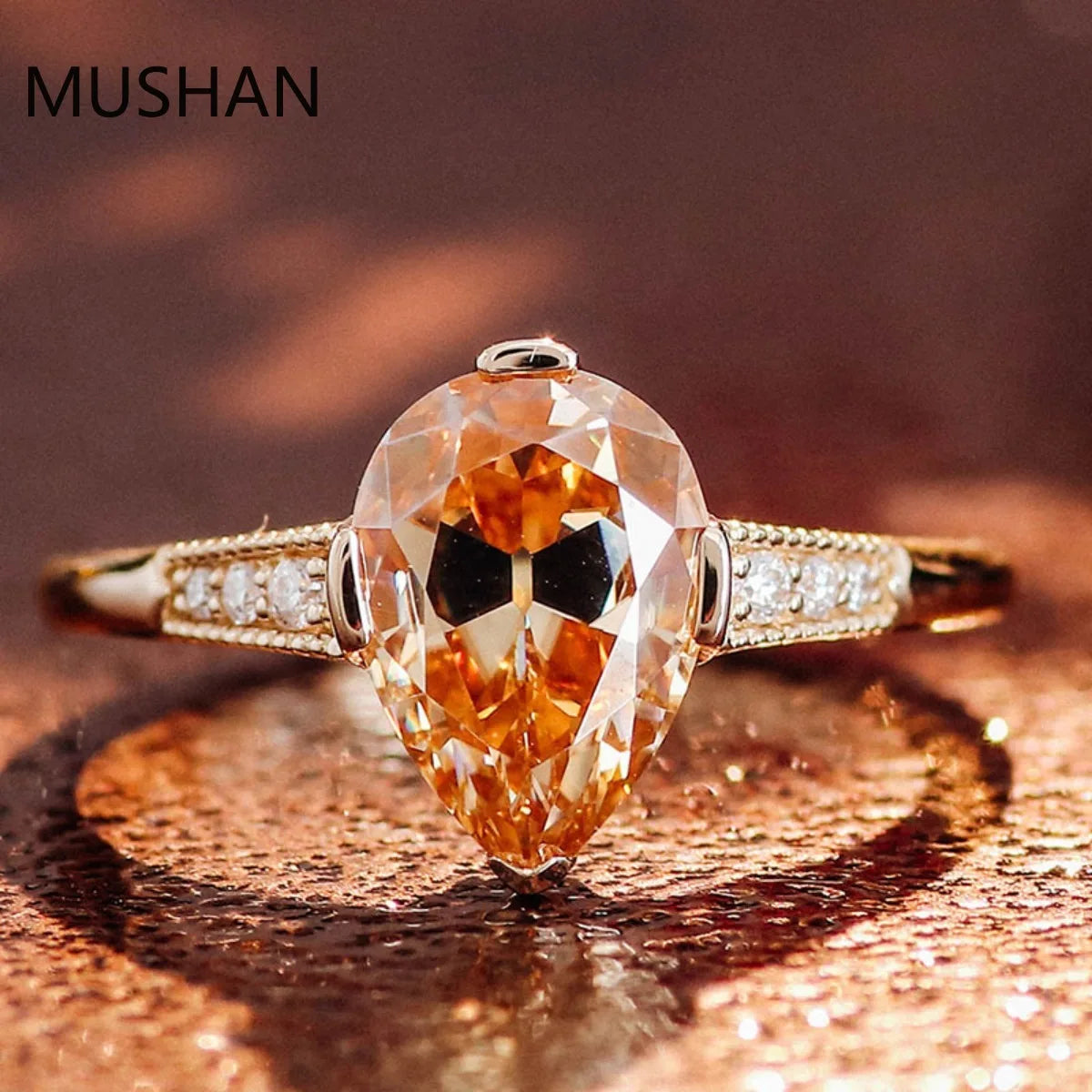 MUSHAN Luxury Custom 14K 18K Gold Rings Band Jewelry With Moissanite Diamond Lab Grown Gemstones Diamond Wedding Ring For Women