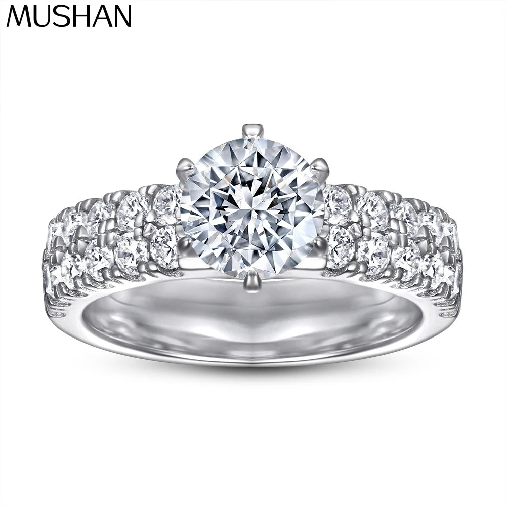 Anillo de plata de ley 925 marca MuShan con circonita cúbica 5A, sortija de compromiso estilo princesa para mujer, joyería fina bañada en rodio