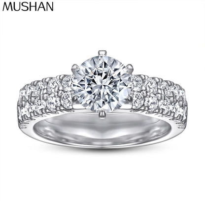 Anillo de plata de ley 925 marca MuShan con circonita cúbica 5A, sortija de compromiso estilo princesa para mujer, joyería fina bañada en rodio