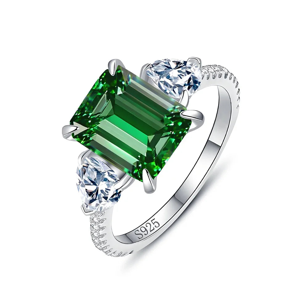 MuShan Jewelry 925 Sterling Silver Ring Wedding Band HCD Gemstones Minimalist Style Glamorous Style Women Rings Fine Jewelry