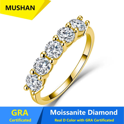 Anillo de plata de ley 925 MUSHAN Luxury Jewelry para mujer, con diamante de moissanita color D certificado por GRA, joyería fina de esmeralda