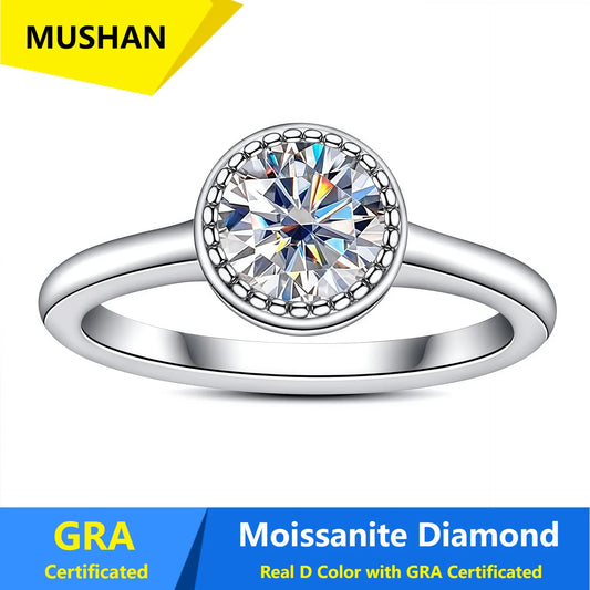 Anillo de lujo MUSHAN de plata de ley 925 para mujer, con diamante de moissanita color D certificado por GRA, sortija de joyería fina con esmeralda