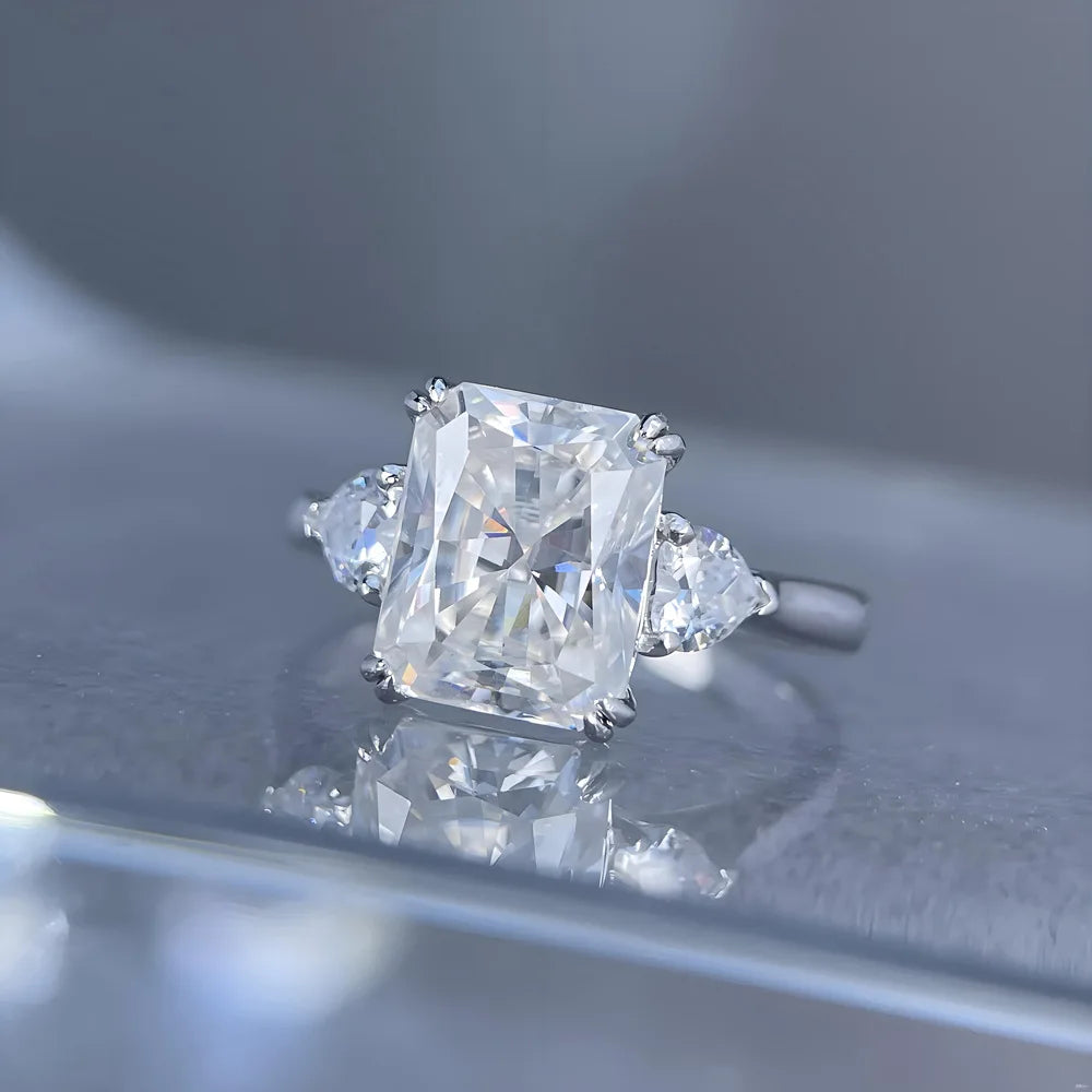 Bague de luxe MUSHAN en argent sterling 925, bague cocktail ronde en moissanite pour fiancée, plaqué or 18K, bagues brevetées MST
