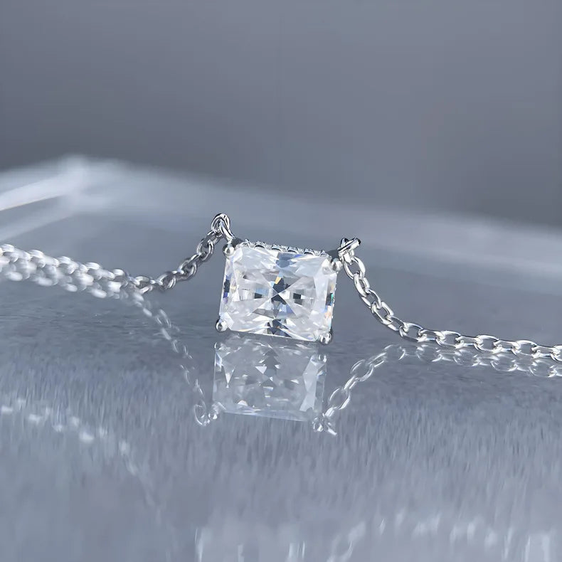 MuShan Luxury Jewelry 925 Sterling Silver Drop Y Necklace Floral Moissanite Formal Platinum Plated for Sister MST Patent Drop Ys