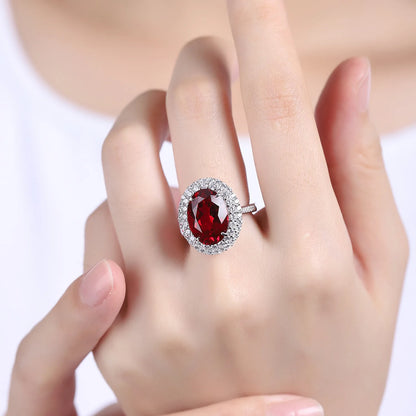 Anillo de compromiso MUSHAN de plata de ley 925 con zafiro rojo de laboratorio corte Asscher para mujer, bañado en oro de 18 quilates, certificado GRC