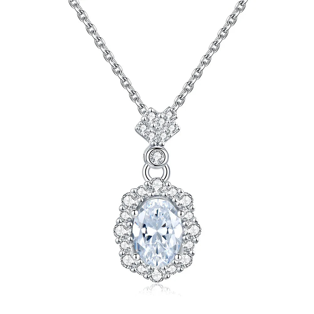 MuShan Jewelry 925 Sterling Silver Necklace Pendant Chain HCD Diamonds Anniversary Gift Luxury Jewelry Women Necklaces Jewelry