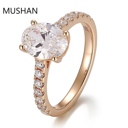 MUSHAN Luxury Custom 14K 18K Gold Rings Band Jewelry With Moissanite Diamond Lab Grown Gemstones Diamond Wedding Ring For Women