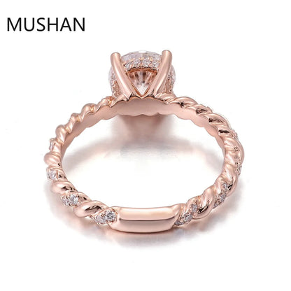 MUSHAN Luxury Custom 14K 18K Gold Rings Band Jewelry With Moissanite Diamond Lab Grown Gemstones Diamond Wedding Ring For Women
