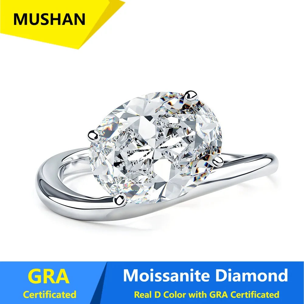 MUSHAN Luxury Jewelry 925 Sterling Silver Ring Band Women GRA Certificated Moissanite Diamond Emerald D Color Rings Fine Jewelry